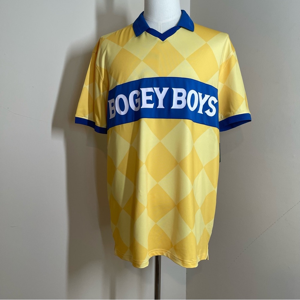 NEW! Bogey Boys Men’s Macklemore -SZ XL- Check Golf Polo Shirt Jersey Yellow